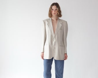 Vintage 80’s Lanvin Paris pure silk striped blazer jacket unisex