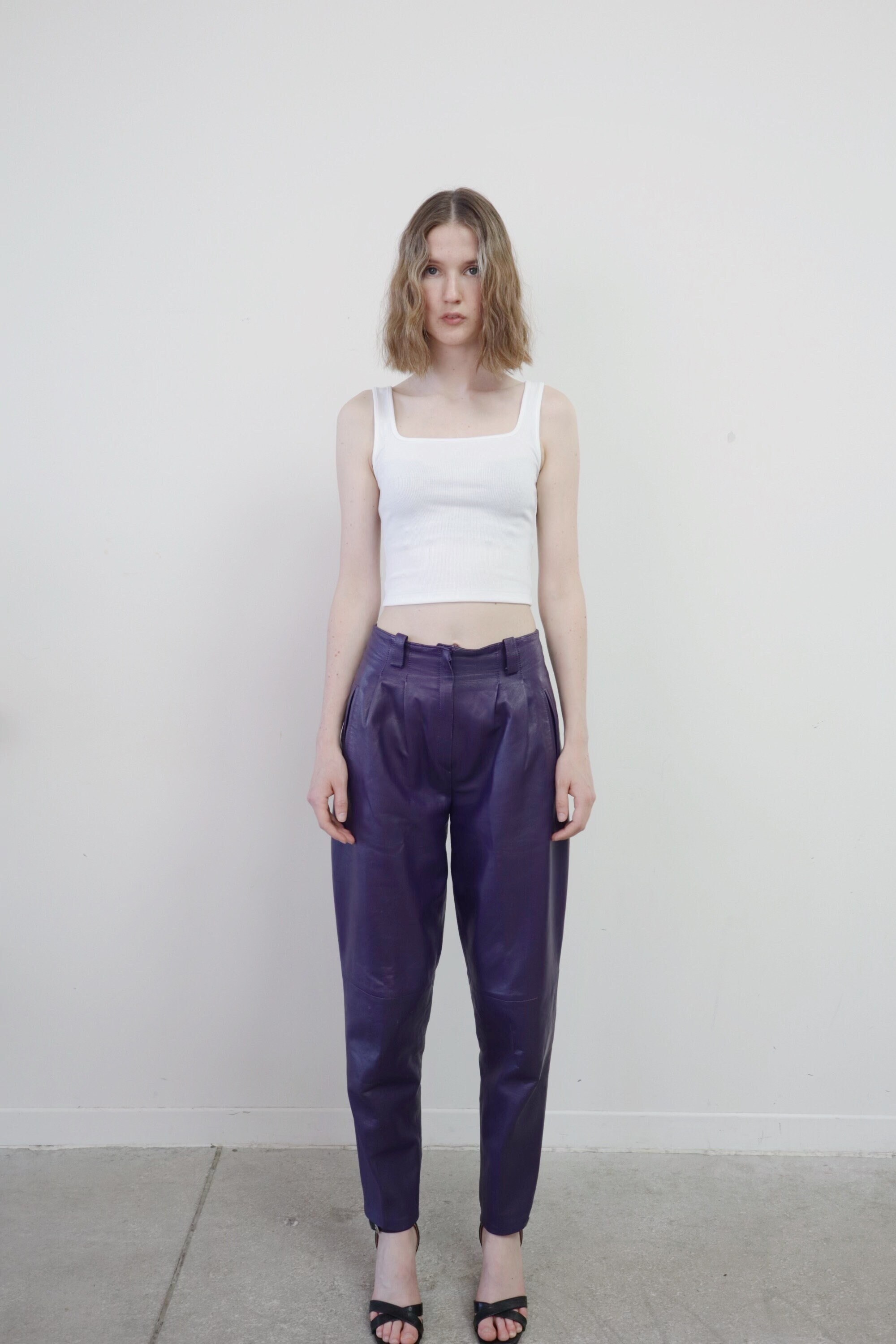 Leather pants sale pink