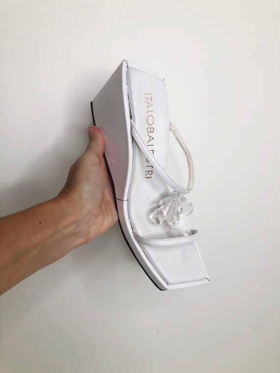 Vintage 90's Italo Balestri square toe wedge cryst