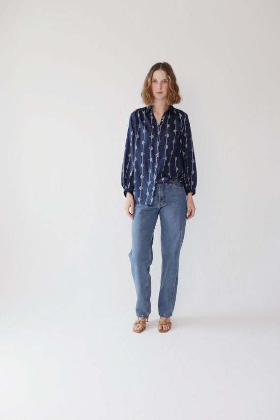 Vintage 80’s Givenchy blouse/ printed button down… - image 1