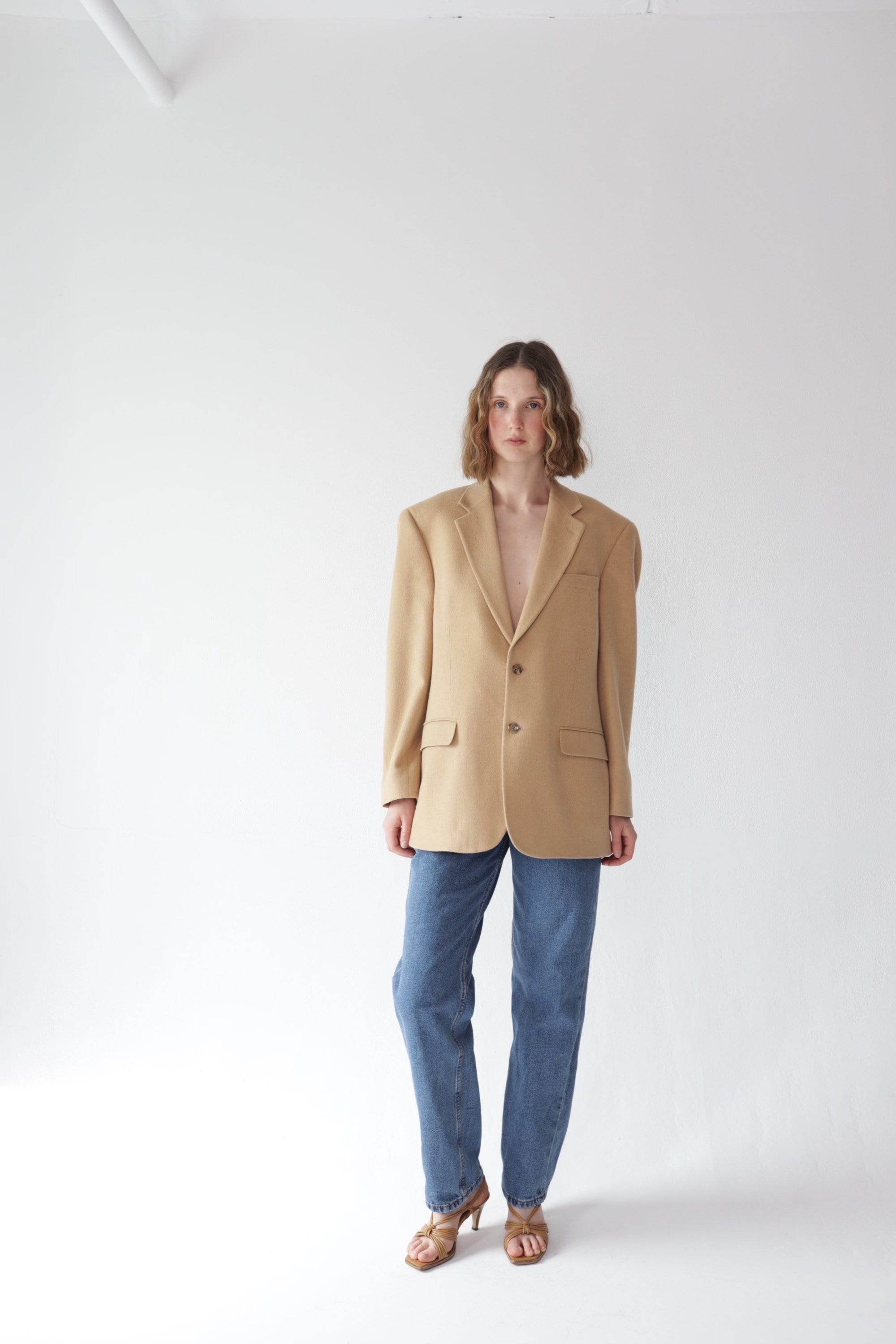 Fitted cheap camel blazer