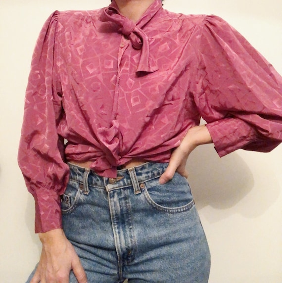 Vintage secretary blouse printed Small S
