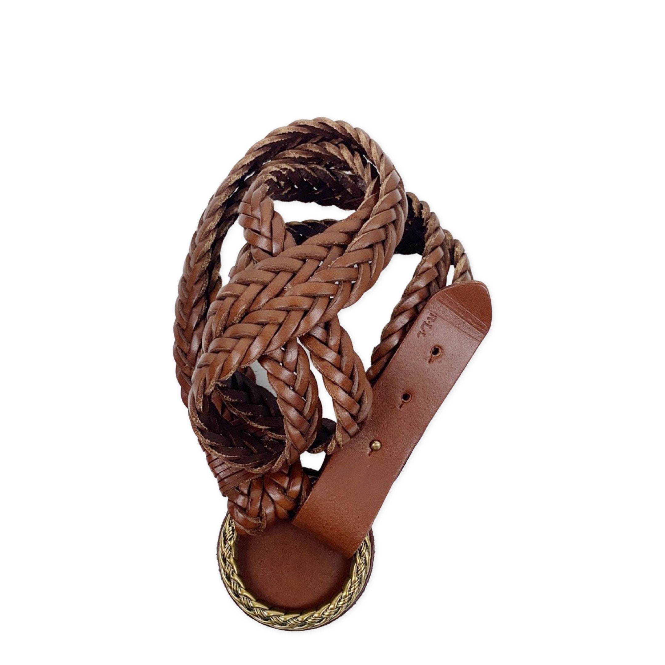 Cinturón De Cuero Con Hebilla De Aro Marrón - IBAGS BELTS