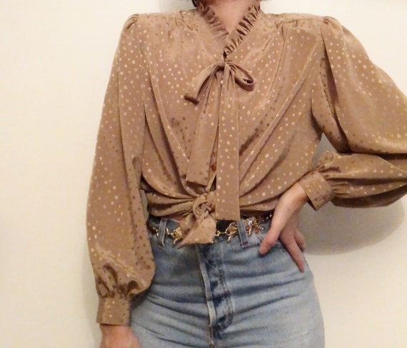Vintage 80’s secretary ruffle blouse S