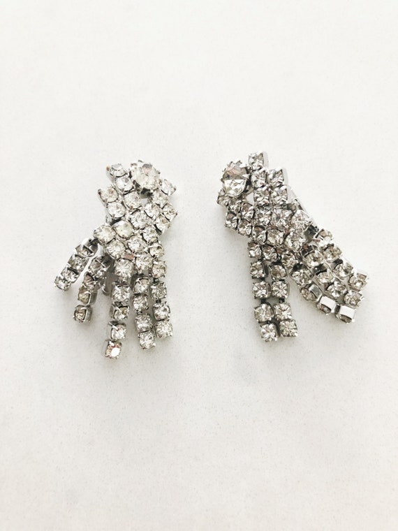 Vintage 80's Rhinestone clip on earrings
