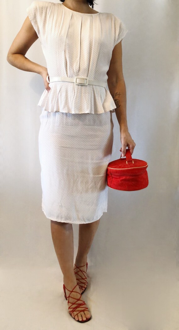 Vintage 80’s polka dot peplum dress S