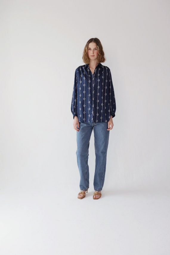 Vintage 80’s Givenchy blouse/ printed button down… - image 2