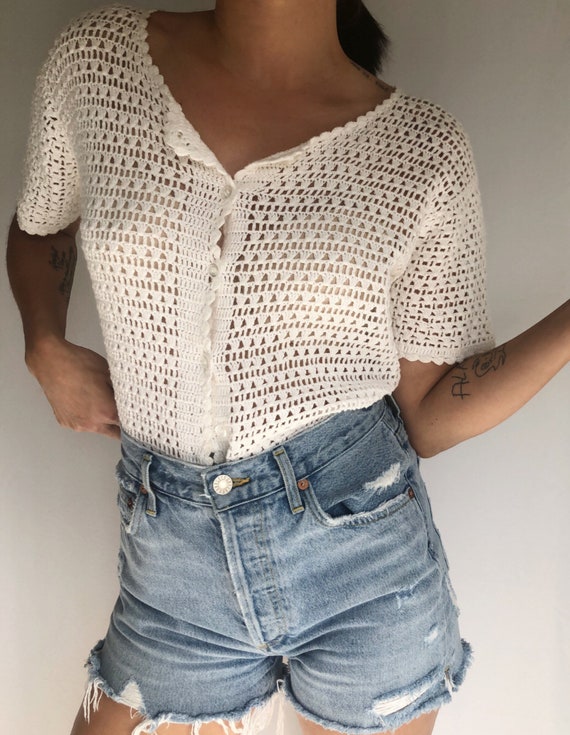 Vintage crochet cardigan M