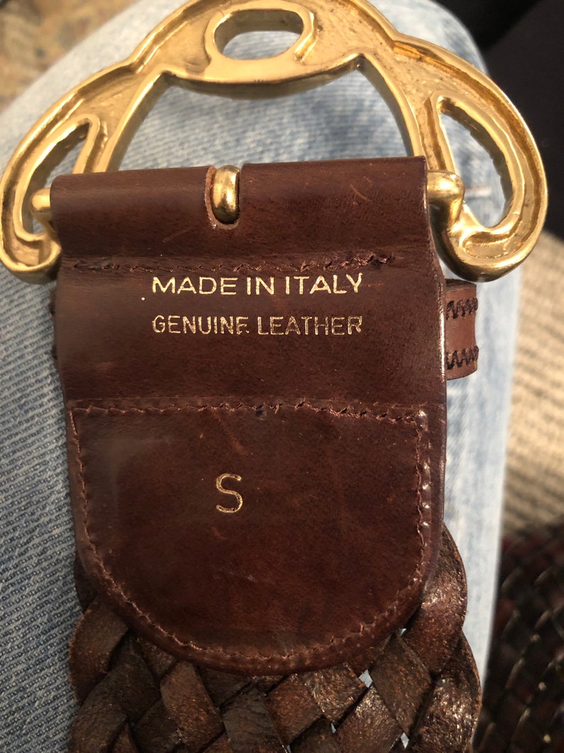Vintage braided leather belt Made in Italy S