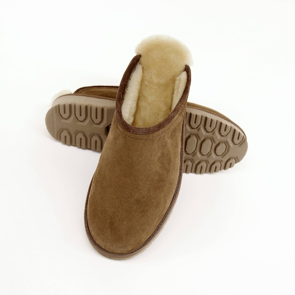 COMFORT CLOG - Genuine Australian Merino sheepskin, Slip in slipper with Vibram Olympic sole. Made in South San Francisco by Wooly Rascals