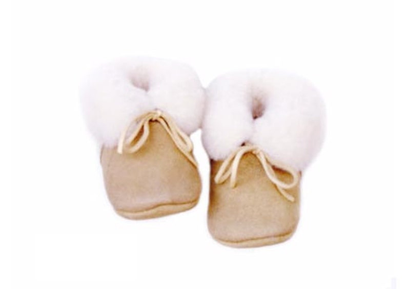 Genuine sheepskin Infant Booties/crib shoes, for your pre walker child. Made with tender love and care for your infant in United States. image 2