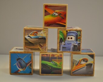 Planes / Disney / Wooden Blocks / Toys / Nursery / Baby Shower / Gift