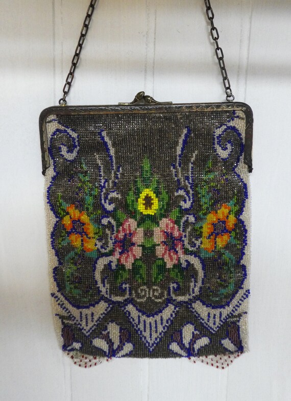 Antique/Vintage 1920s Micro Beaded Purse/Vtg Even… - image 5