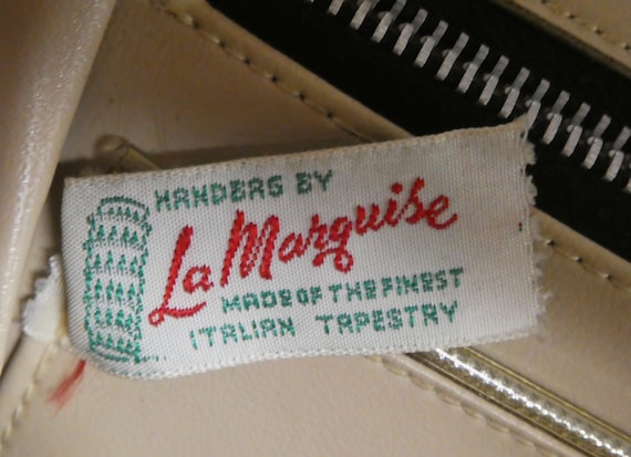 Vintage Tapestry Black LaMarquise Handbag/Vtg Flo… - image 6