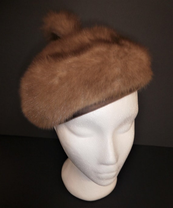 Vintage Mink Fur Beret, Mid-century Canadian Winter Hat - Etsy display picture 2