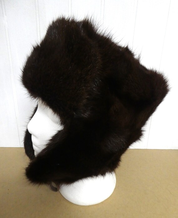 Vtg Genuine Beaver Fur Trapper Hat/RCMP Fur Hat/A… - image 4