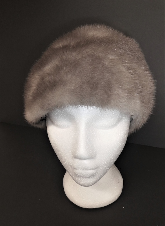 Beautiful Vintage Grey MINK FUR HAT/Genuine fur H… - image 1
