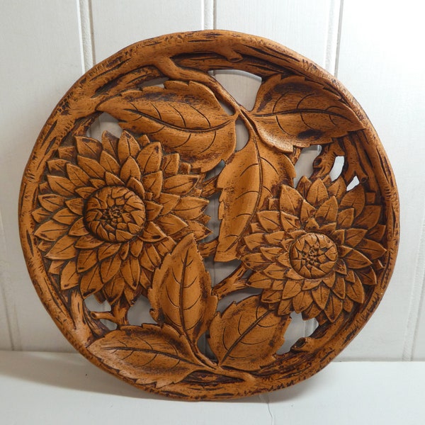 Vintage Durwood Sunflower Plate/Made in Canada/Wall Hanging/MCM Retro Home Decor/Mid century Decor/Collectible Durwood