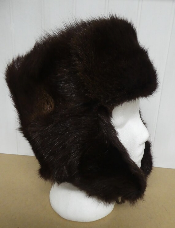 Vtg Genuine Beaver Fur Trapper Hat/RCMP Fur Hat/A… - image 3