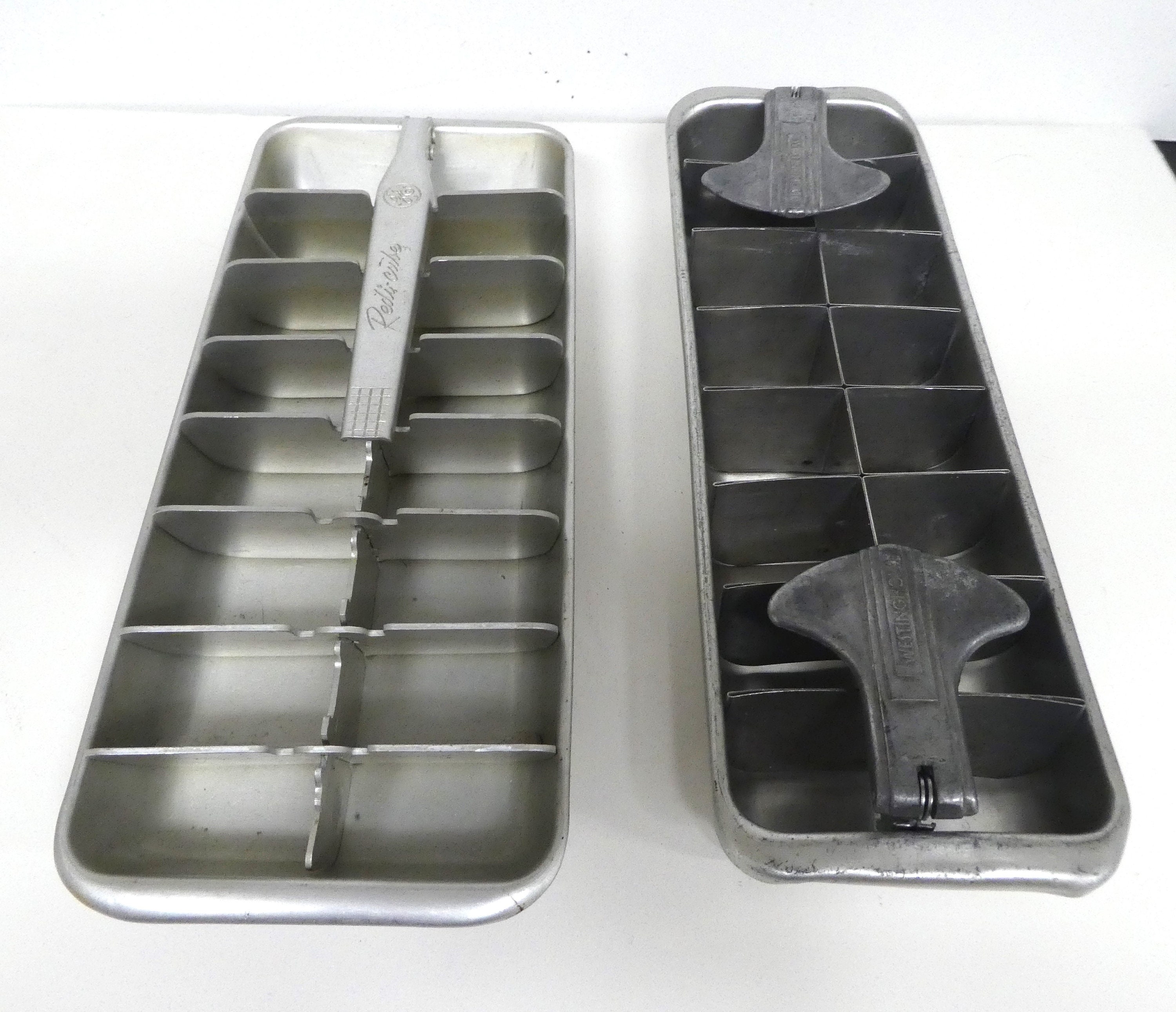 Vintage Metal Silver Aluminum Double Ice Cube Tray! Retro Farmhouse Estate!