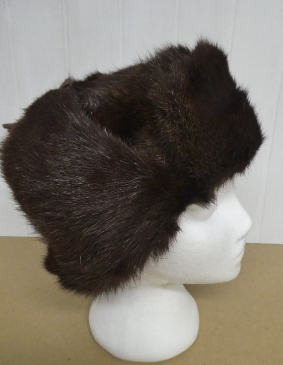Vtg Genuine Beaver Fur Trapper Hat/RCMP Fur Hat/A… - image 9