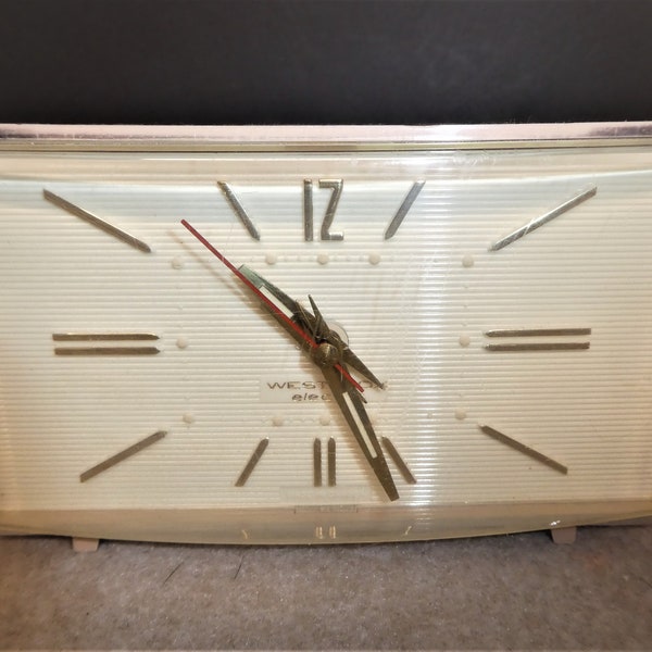 Vintage Aspen WESTCLOX Beige Electric Alarm CLOCK/1960s Art Deco/Retro, Midcentury Alarm Clocks/Collectible Clocks