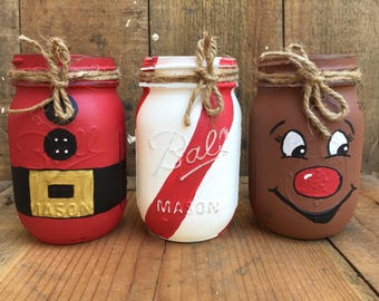 santa mason jar etsy