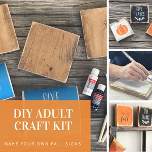 DIY KIT Wood Fall Sign, adult craft kit, diy fall decor, crafts for adults, rustic home decor, make your own wooden signs, sign making kit image 1