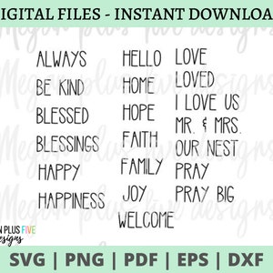 Rae Dunn inspiriert WORD BUNDLE SVG Digital Download | svg-Dateien für Cricut-Maschine | schneide Dateien für Schallplatte | einfache schrift worte svg