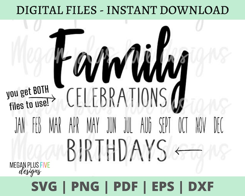 Download Family Birthdays SVG Family Celebrations SVG DIGITAL | Etsy