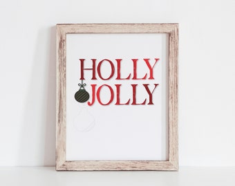 Holly Jolly Christmas printable wall art, Christmas home decor, Holiday home decor, printable wall art, Christmas decoration art