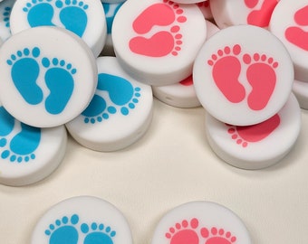 Footprints Boy Girl Newborn Child Printed Silicone Focal Bead