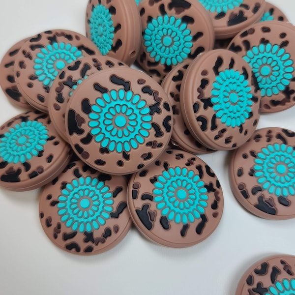 Turquoise Western Disk Silicone Focal Bead