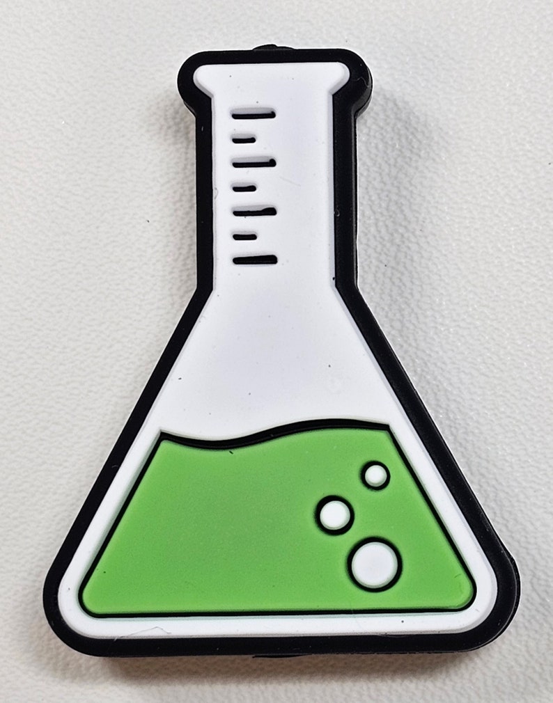 Science Beaker Silicone Focal Bead Green BeakerTriangle