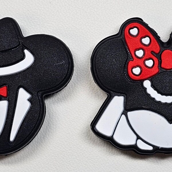 Magical Wedding Couple Bride & Groom Silicone Focal Bead Mickey Minnie