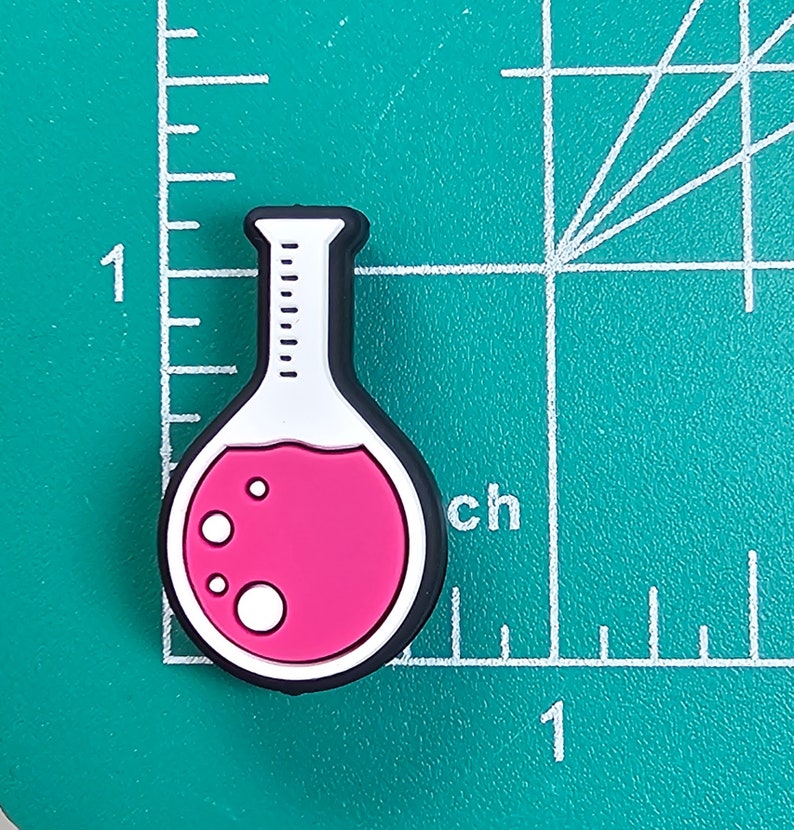 Science Beaker Silicone Focal Bead Pink Beaker Round