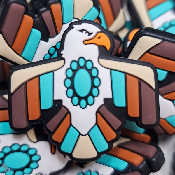 Eagle Turquoise Western Silicone Focal Bead