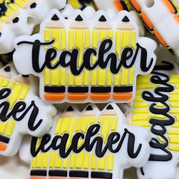 Teacher Pencils Silicone Focal Bead