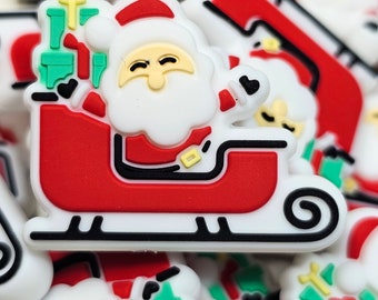 Santa Sleigh Silicone Focal Bead