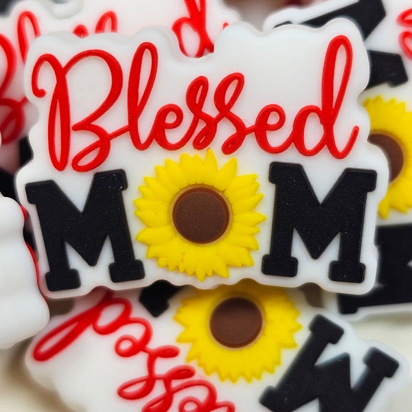 Blessed Mom Sunflower Silicone Focal Bead