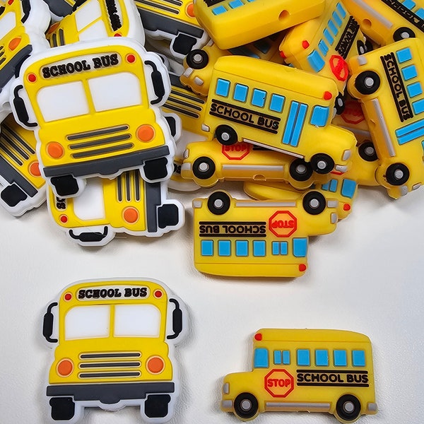 School Bus Silicone Focal Bead