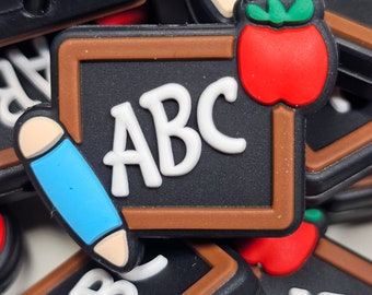 ABC Chalkboard Silicone Focal Bead