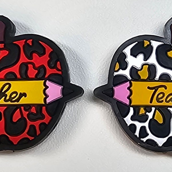 Teacher Leopard Apple Silicone Focal Bead