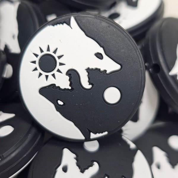 Ying Yang Wolf Silicone Focal Bead