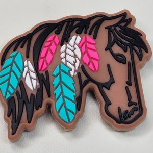 Horse with Feathers Silicone Focal Bead