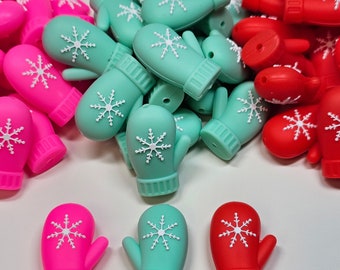 Snowflake Mitten Silicone Character Focal Bead