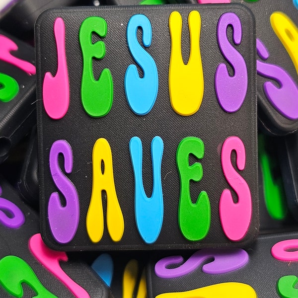 Jesus Saves Silicone Focal Bead