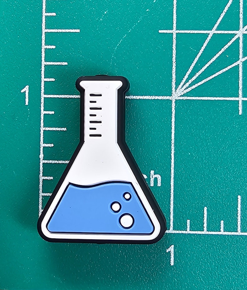 Science Beaker Silicone Focal Bead Blue Beaker Triangle