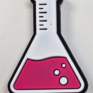 Science Beaker Silicone Focal Bead Pink Beaker Triangle