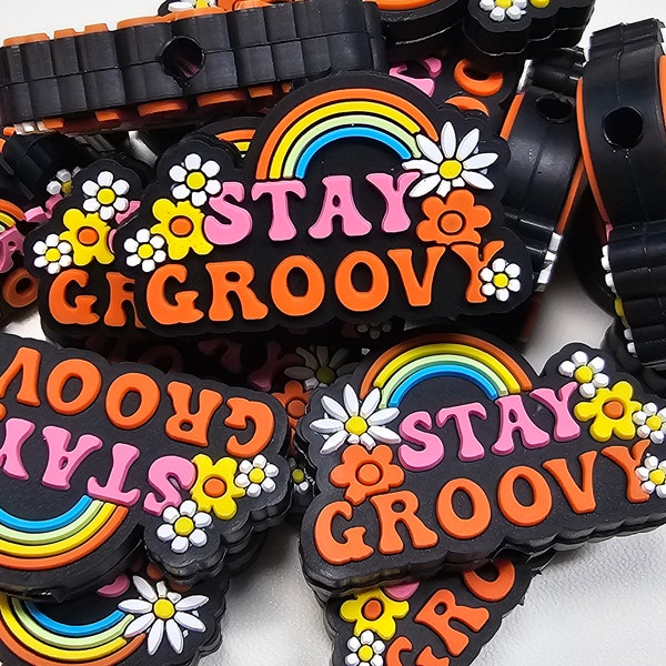 Stay Groovy Flowers Silicone Focal Bead